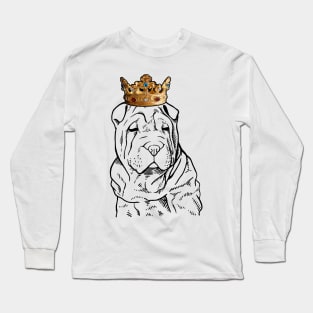 Chinese Shar-Pei Dog King Queen Wearing Crown Long Sleeve T-Shirt